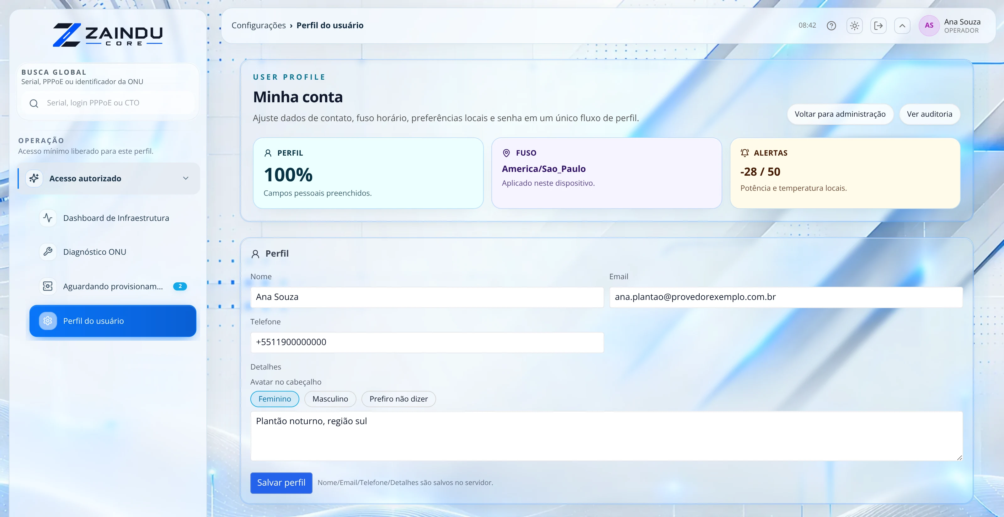 Minha conta: Meus dados